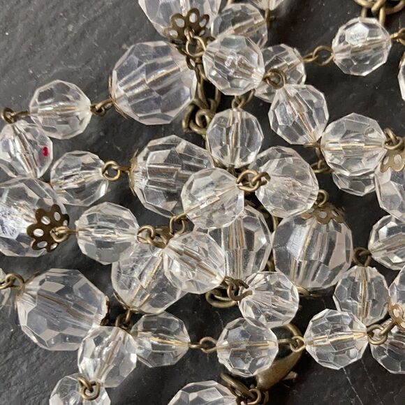 Vintage lightweight faceted Lucite ball and brass metal belt or necklace 39” main image 10